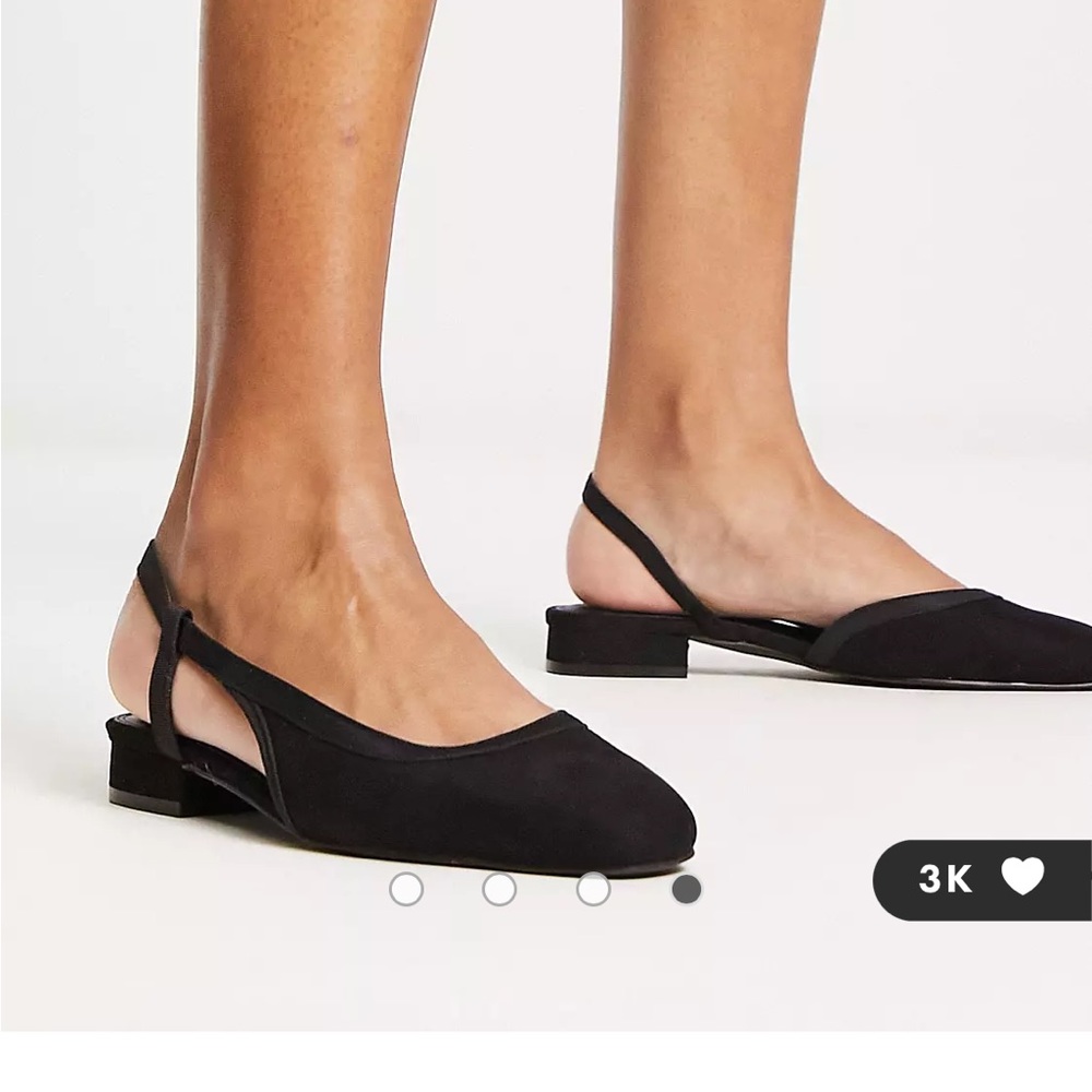 ASOS DESIGN Latte round toe sling back ballet flats in black SIZE 9